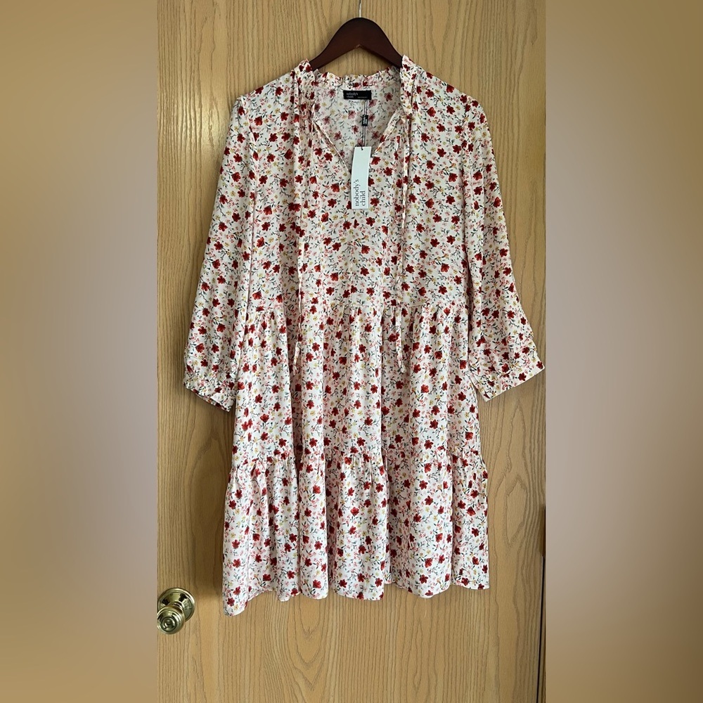Nobody’s Child | Women’s SZ 8 | Ditzy Floral Mini Dress | Red Pink NWT